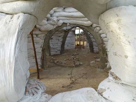 Interior, earthbag house