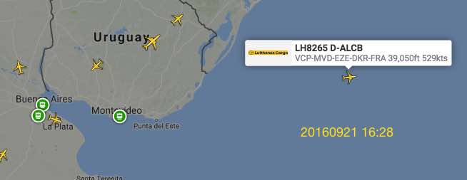 Lufthansa chemtrail flight EZE-DKR