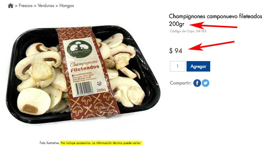 Fresh mushrooms, Uruguay