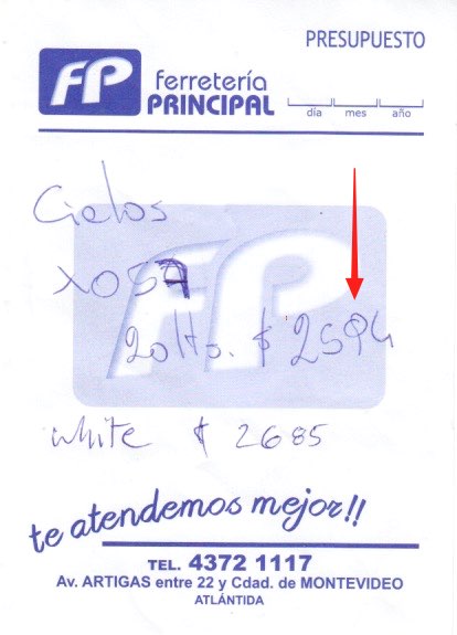 Presupuesto with weird Uruguay handwritten 9