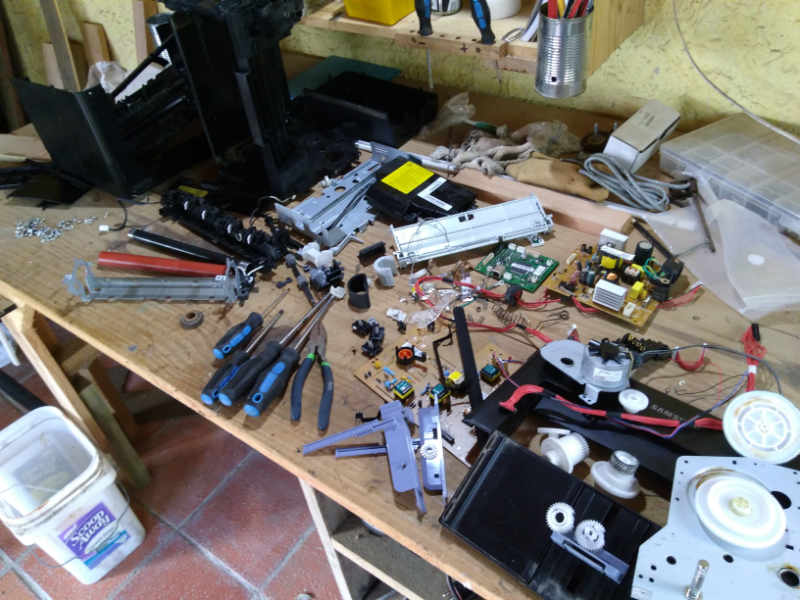 dissected laser printer