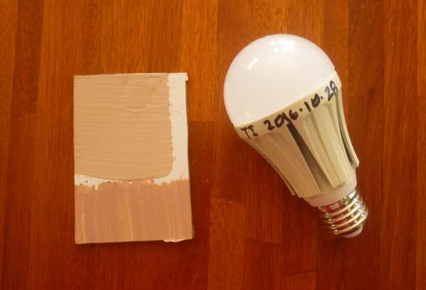paint swatch and light bulb
