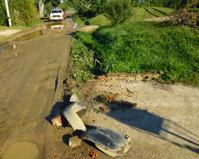 remains from truck plowing into ditch