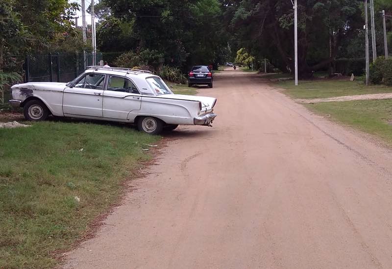oddly parked vintage car, Atlántida, Uruguay