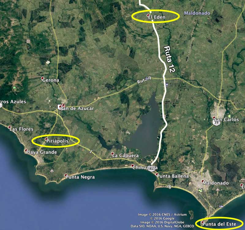 map, Punta to El Edén