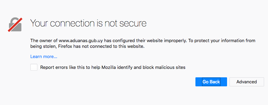 unsecure Uruguayan government web site