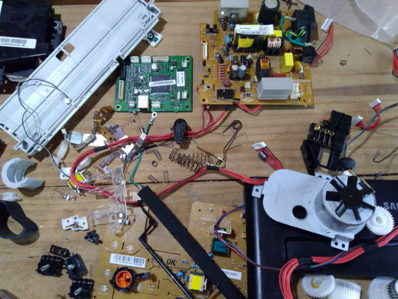 dissected laser printer