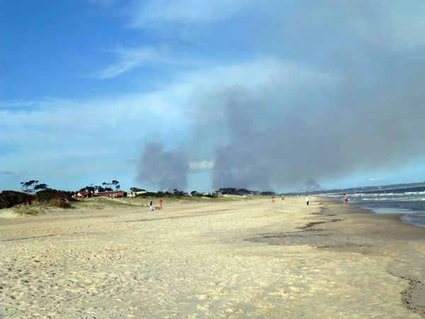 Smoke from forest fires east of Atlántida, Canelones, Uruguay