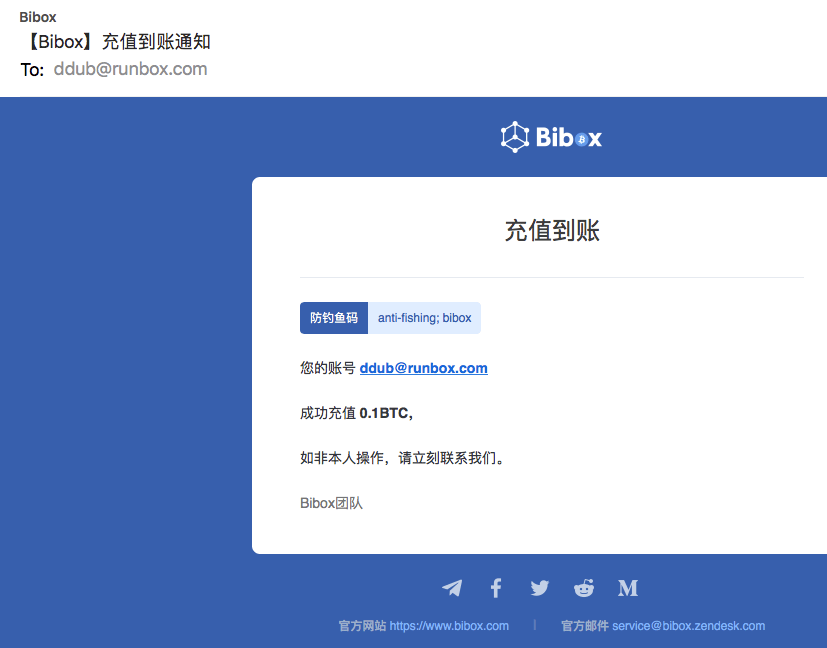 Bibox email in Mandarin