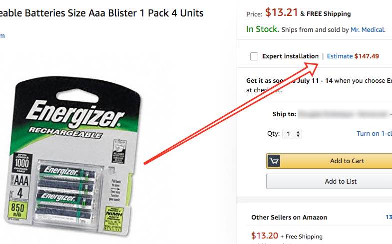 Amazon battery installation price