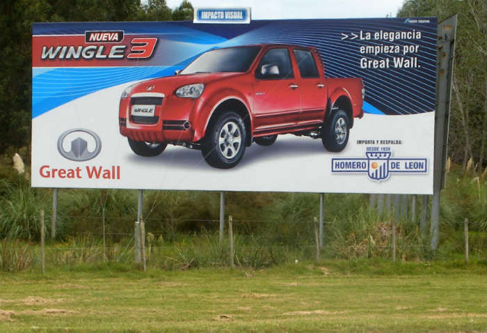 Wingle pickup truck billboard, Uruguay